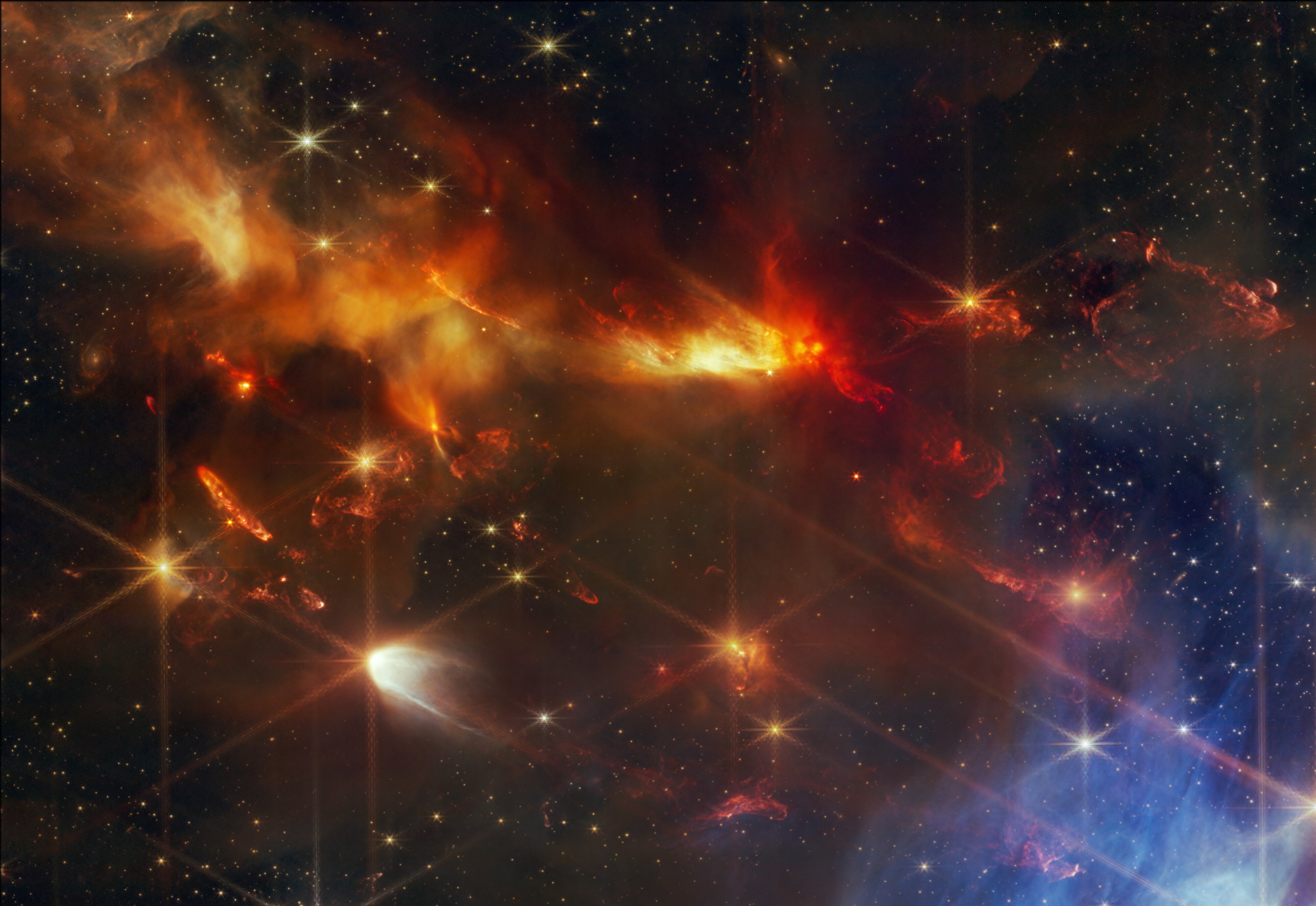 Serpens Nebula North  aligned outflows crop (NIRCam image)